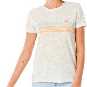 NWOT RipCurl Women's XL Blossom Stripe Tee Bone (Cream) Very Gauzy Material